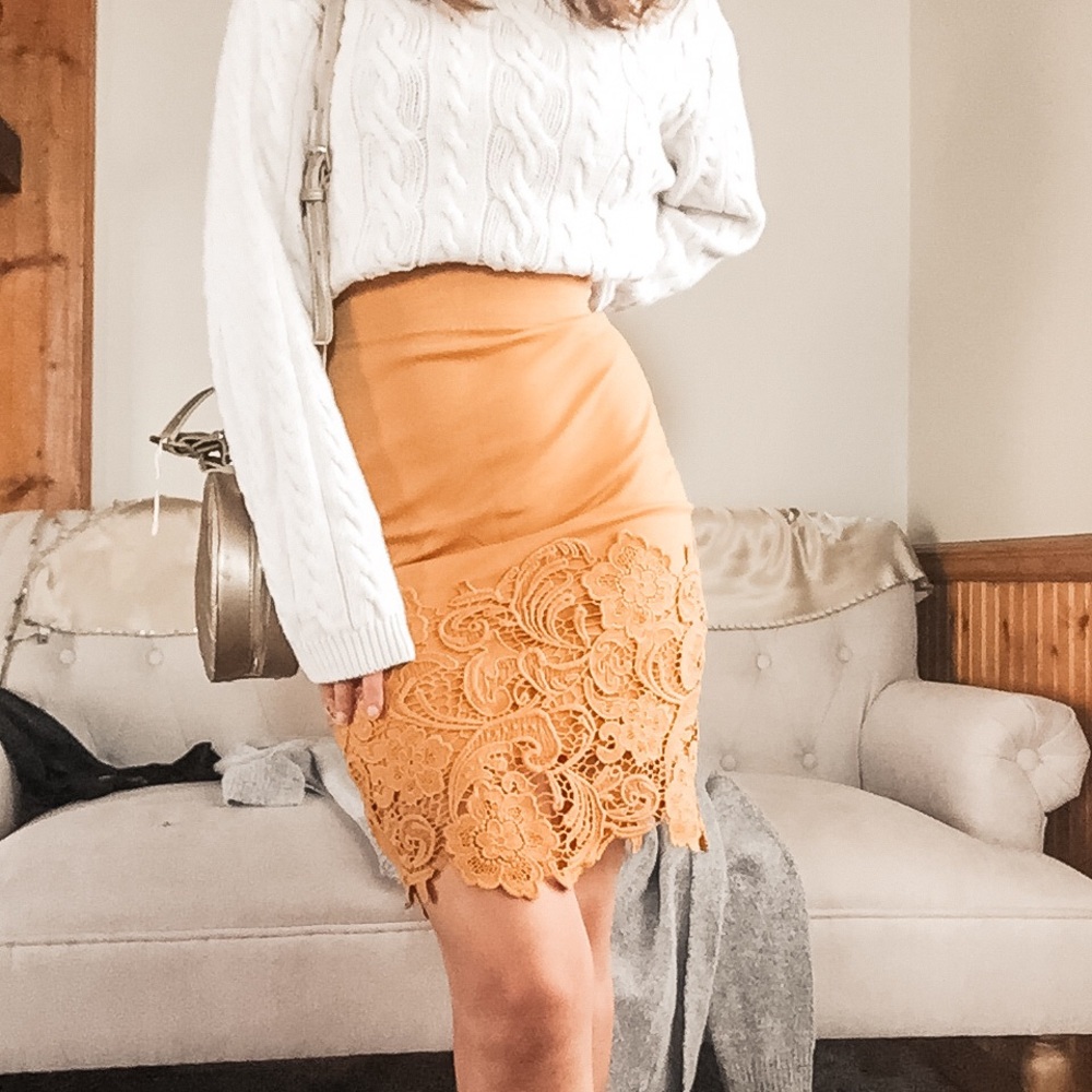 Mustard Autumn Colored Pencil Skirt